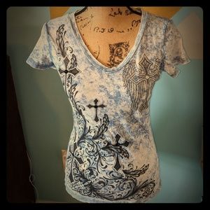 Tie-dye tee with gem stones